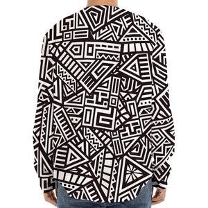 Tribal Aztec Geometric Pattern Print Long Sleeve Baseball Jersey