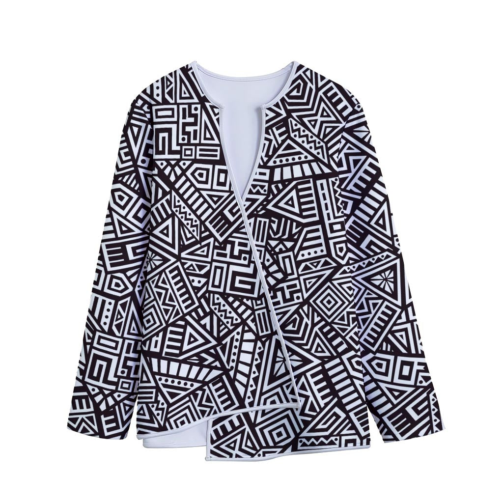 Tribal Aztec Geometric Pattern Print Long Sleeve Short Coat