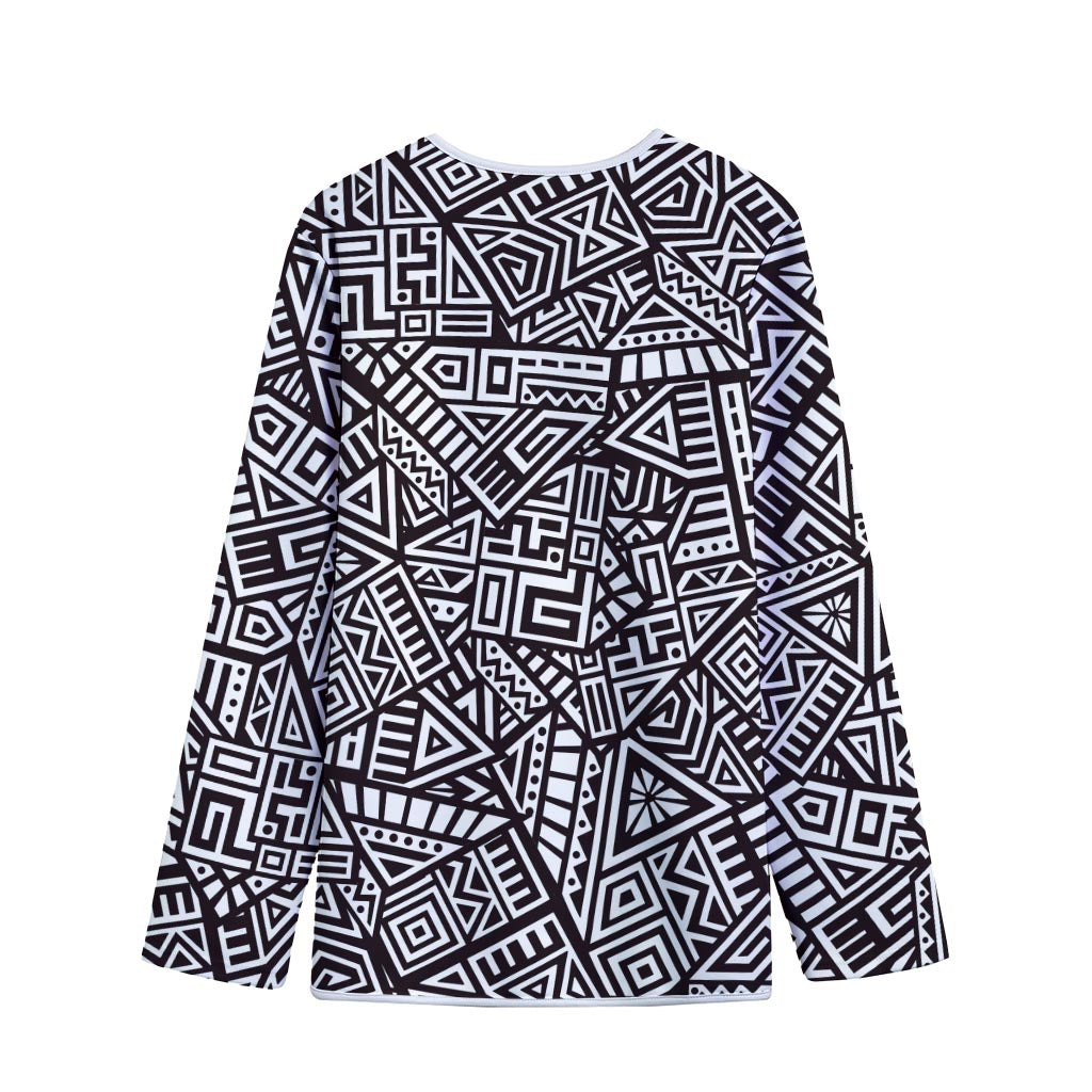 Tribal Aztec Geometric Pattern Print Long Sleeve Short Coat