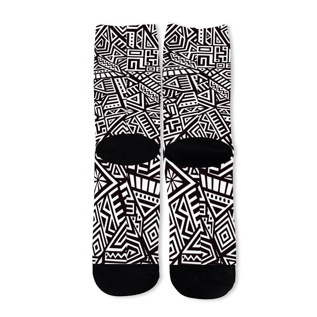 Tribal Aztec Geometric Pattern Print Long Socks