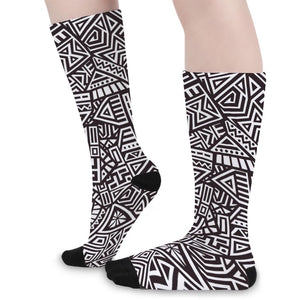 Tribal Aztec Geometric Pattern Print Long Socks