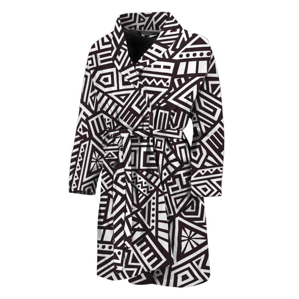 Tribal Aztec Geometric Pattern Print Men's Bathrobe