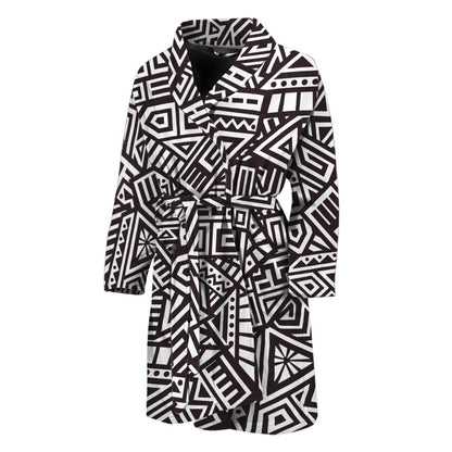 Tribal Aztec Geometric Pattern Print Men's Bathrobe