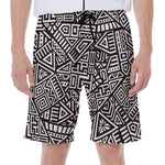 Tribal Aztec Geometric Pattern Print Men's Beach Shorts