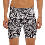 Tribal Aztec Geometric Pattern Print Men's Long Boxer Briefs
