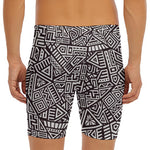 Tribal Aztec Geometric Pattern Print Men's Long Boxer Briefs