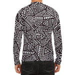 Tribal Aztec Geometric Pattern Print Men's Long Sleeve Rash Guard