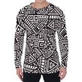 Tribal Aztec Geometric Pattern Print Men's Long Sleeve T-Shirt