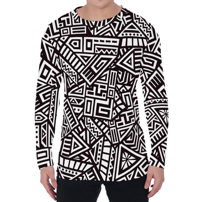Tribal Aztec Geometric Pattern Print Men's Long Sleeve T-Shirt