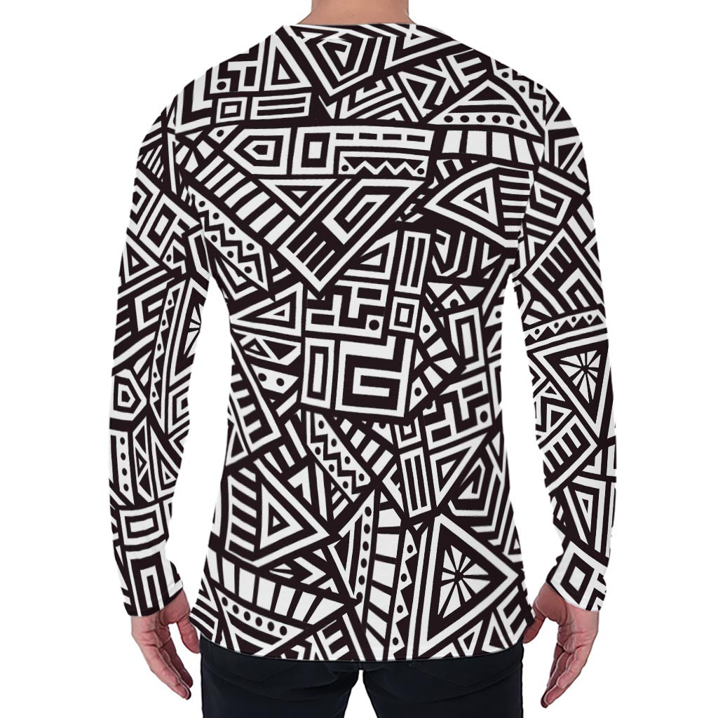 Tribal Aztec Geometric Pattern Print Men's Long Sleeve T-Shirt
