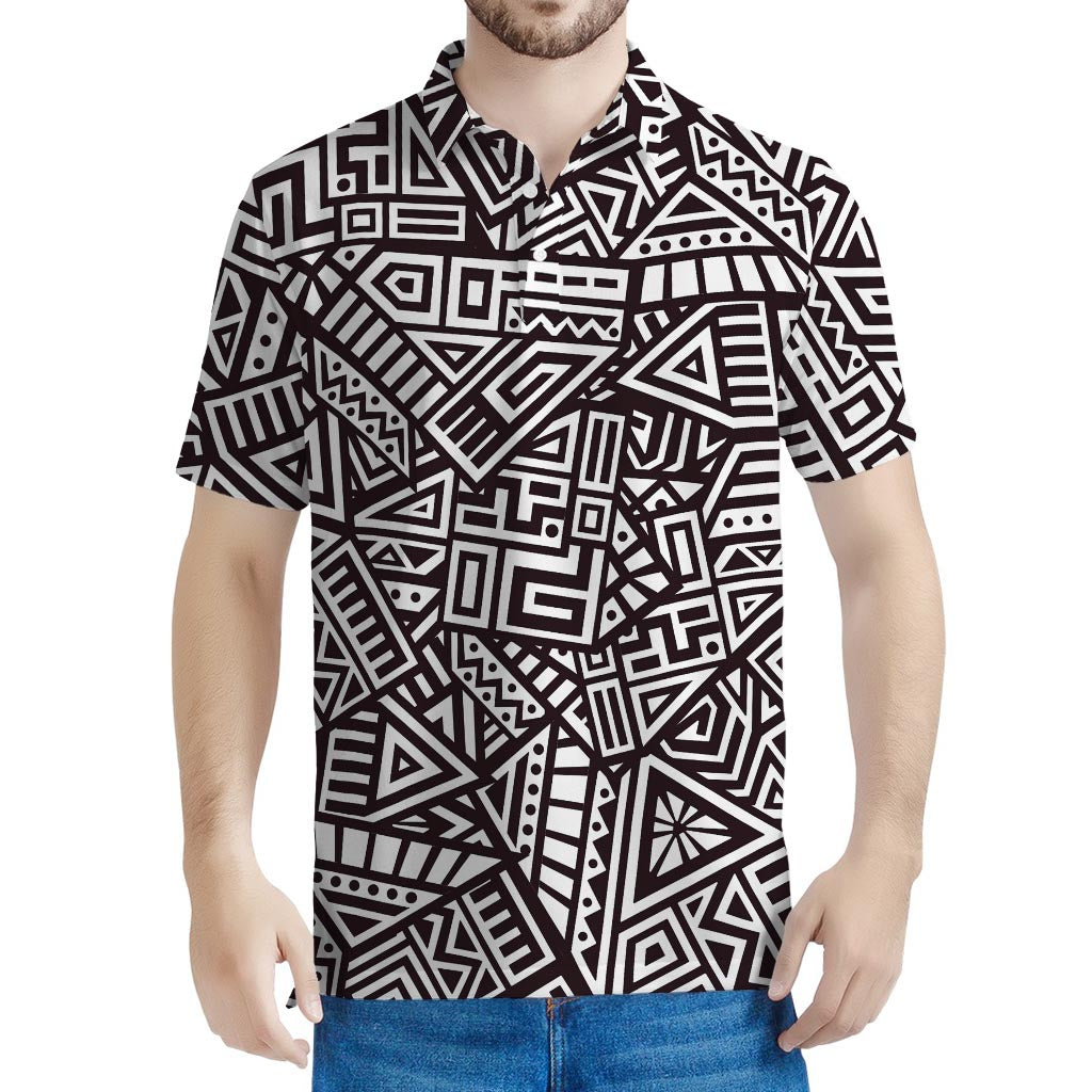 Tribal Aztec Geometric Pattern Print Men's Polo Shirt