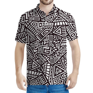 Tribal Aztec Geometric Pattern Print Men's Polo Shirt