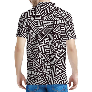 Tribal Aztec Geometric Pattern Print Men's Polo Shirt