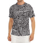 Tribal Aztec Geometric Pattern Print Men's Short Sleeve Rash Guard