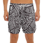 Tribal Aztec Geometric Pattern Print Men's Split Running Shorts