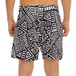 Tribal Aztec Geometric Pattern Print Men's Split Running Shorts