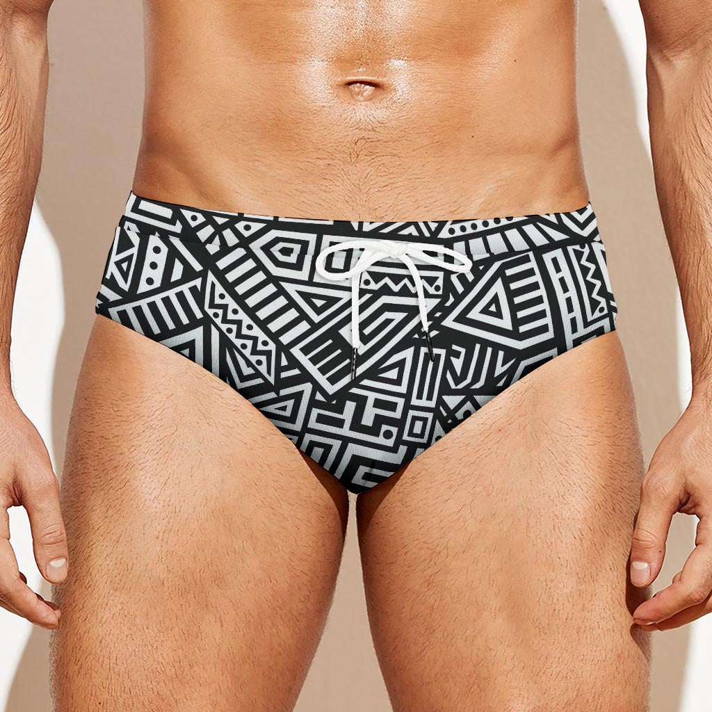 Tribal Aztec Geometric Pattern Print Men's Swim Briefs