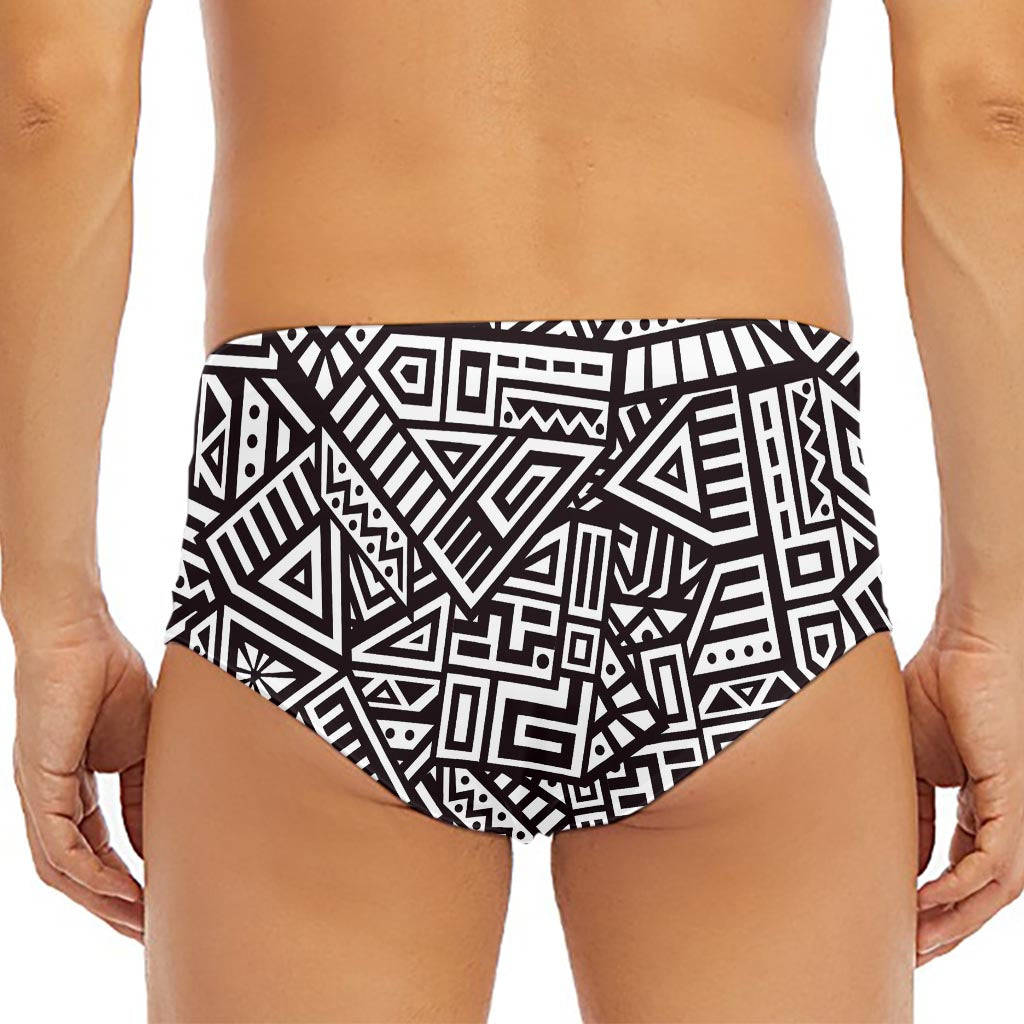Tribal Aztec Geometric Pattern Print Men's Triangle Swim Briefs