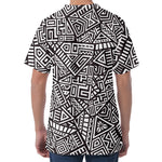 Tribal Aztec Geometric Pattern Print Men's Velvet T-Shirt