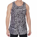 Tribal Aztec Geometric Pattern Print Men's Velvet Tank Top