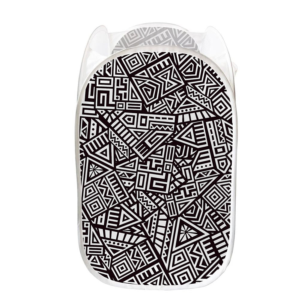 Tribal Aztec Geometric Pattern Print Mesh Laundry Hamper