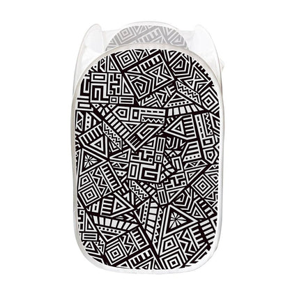 Tribal Aztec Geometric Pattern Print Mesh Laundry Hamper