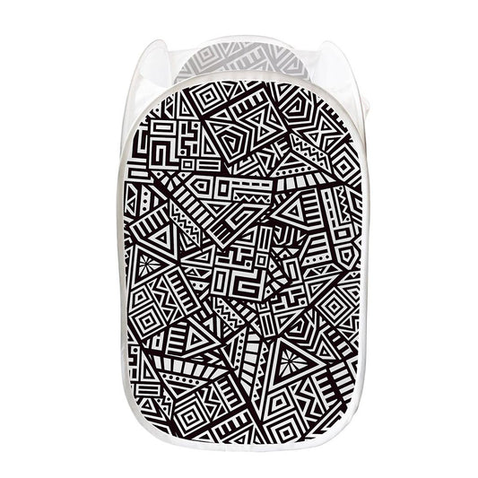 Tribal Aztec Geometric Pattern Print Mesh Laundry Hamper