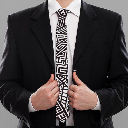 Tribal Aztec Geometric Pattern Print Necktie