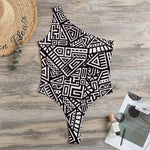Tribal Aztec Geometric Pattern Print One Shoulder Bodysuit