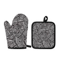 Tribal Aztec Geometric Pattern Print Oven Mitt And Pot Holder Set