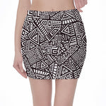 Tribal Aztec Geometric Pattern Print Pencil Mini Skirt