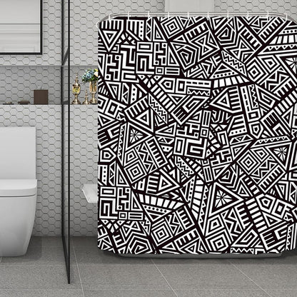Tribal Aztec Geometric Pattern Print Polyester Shower Curtain