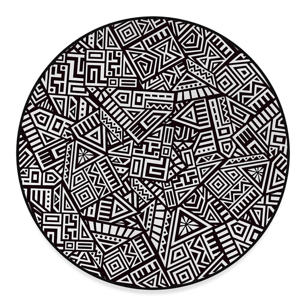 Tribal Aztec Geometric Pattern Print Round Floor Mat