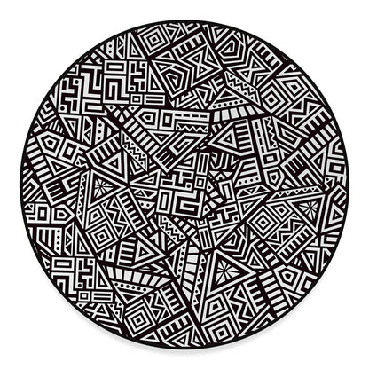 Tribal Aztec Geometric Pattern Print Round Floor Mat