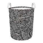 Tribal Aztec Geometric Pattern Print Round Laundry Basket