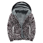 Tribal Aztec Geometric Pattern Print Sherpa Lined Zip Up Hoodie