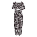 Tribal Aztec Geometric Pattern Print Short Sleeve Long Nightdress