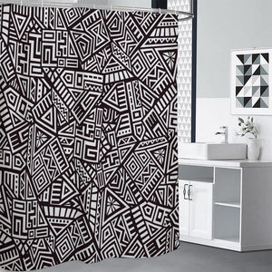 Tribal Aztec Geometric Pattern Print Shower Curtain