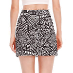 Tribal Aztec Geometric Pattern Print Side Slit Mini Skirt