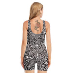 Tribal Aztec Geometric Pattern Print Sleeveless One Piece Swimsuit