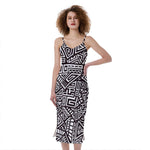 Tribal Aztec Geometric Pattern Print Slim Fit Midi Cami Dress