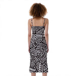 Tribal Aztec Geometric Pattern Print Slim Fit Midi Cami Dress