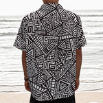 Tribal Aztec Geometric Pattern Print Textured Short Sleeve Shirt