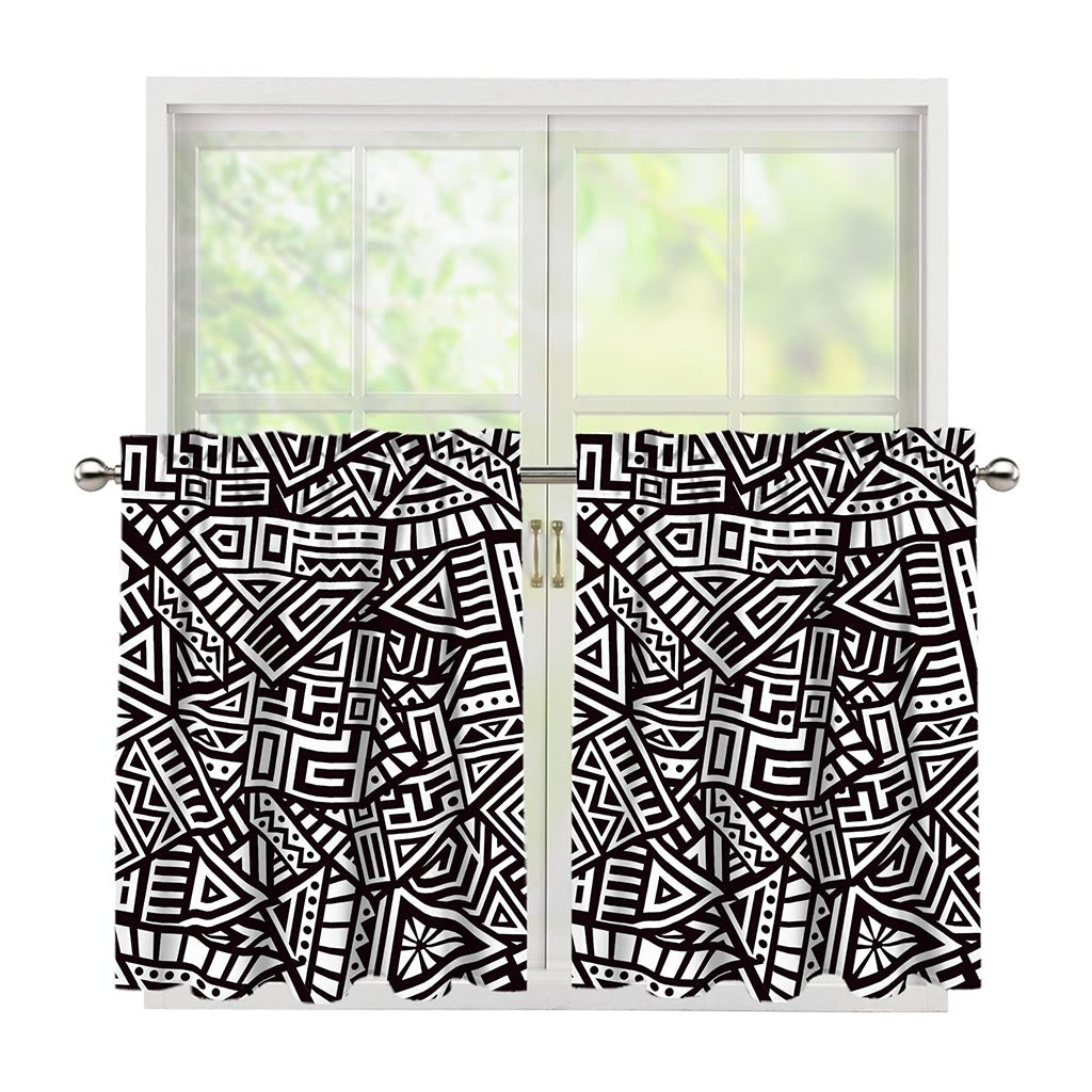 Tribal Aztec Geometric Pattern Print Tier Curtains