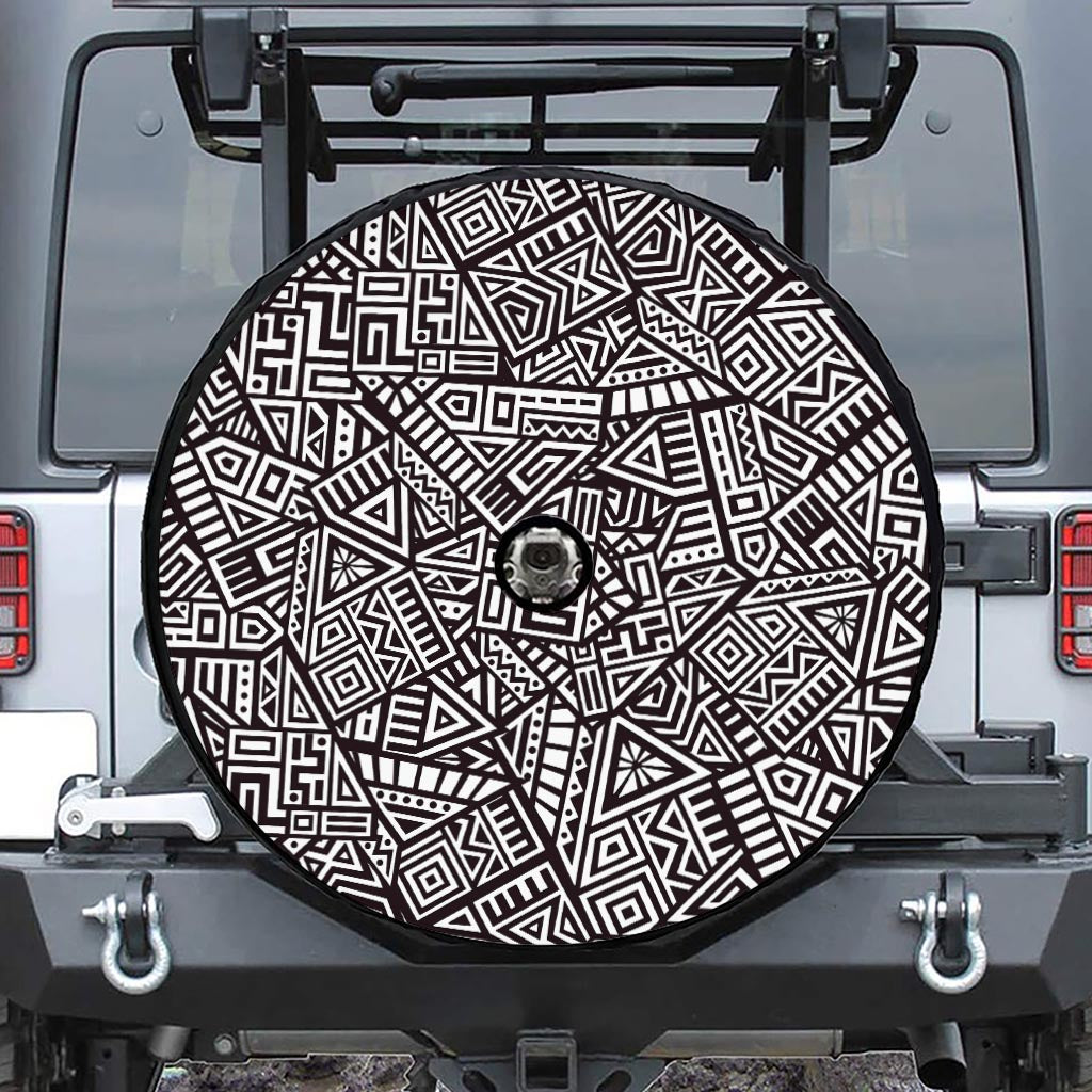 Tribal Aztec Geometric Pattern Print Tire Cover With Camera Hole