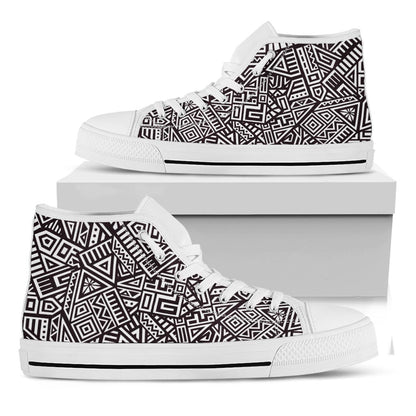 Tribal Aztec Geometric Pattern Print White High Top Sneakers