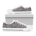 Tribal Aztec Geometric Pattern Print White Low Top Sneakers