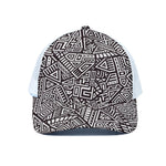 Tribal Aztec Geometric Pattern Print White Mesh Trucker Cap
