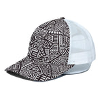 Tribal Aztec Geometric Pattern Print White Mesh Trucker Cap