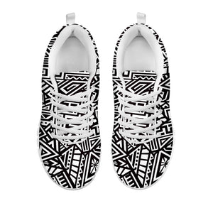 Tribal Aztec Geometric Pattern Print White Running Shoes